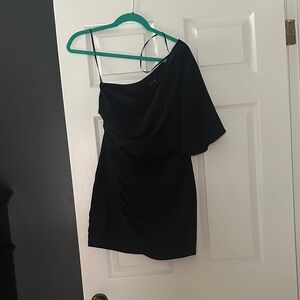 One shoulder black dress